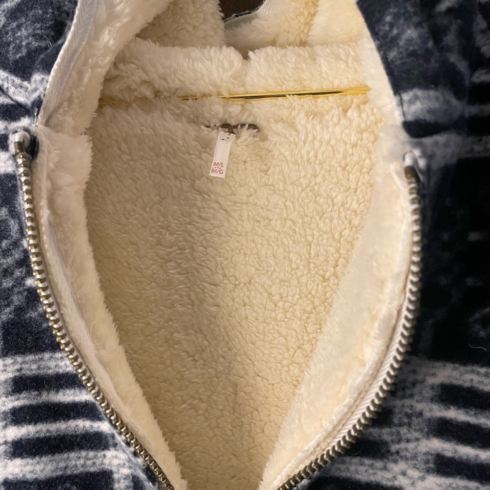 Free people poncho - nwot - blue - oversized - fleece lined - m/l - Picture 4 of 4